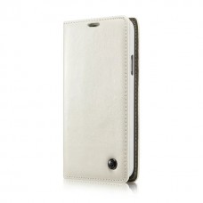 Samsung Galaxy S5 mini - Caseme Vintage Luxury Slim Flip PU Leather Stand Protective Phone Cover Case - White